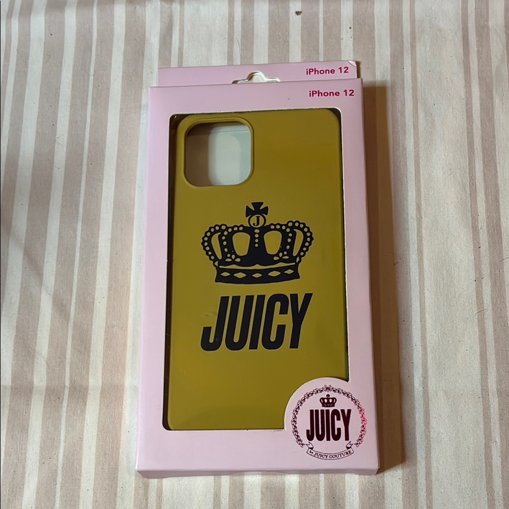NWT’s-Juicy Couture Yellow Phone Case with Crown Logo. iphone 12